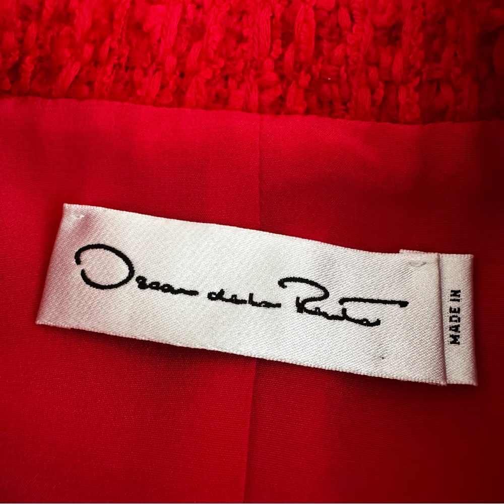 Oscar de la Renta Red Boucle Tweed Dress - Picture 12 of 17